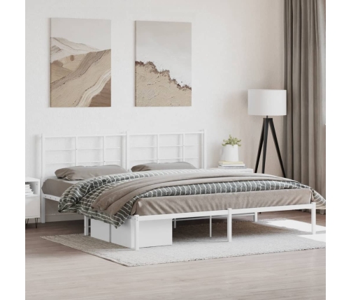 Estructura cama sin colchón con cabecero metal blanco 193x203cm