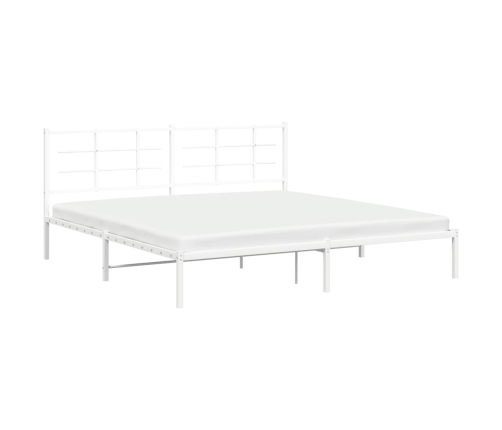 Estructura cama sin colchón con cabecero metal blanco 193x203cm