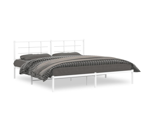 Estructura cama sin colchón con cabecero metal blanco 193x203cm