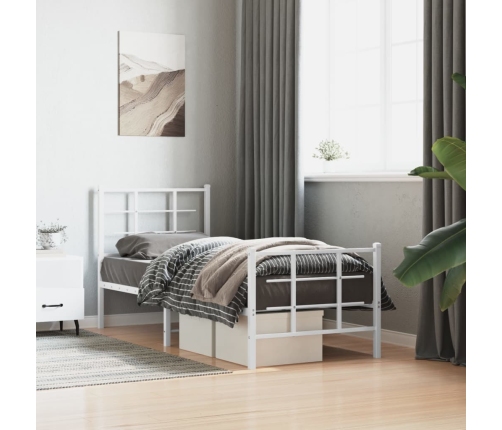 Estructura cama sin colchón con estribo metal blanco 75x190 cm