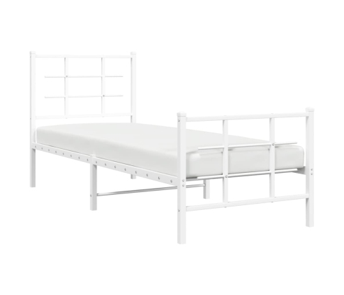 Estructura cama sin colchón con estribo metal blanco 75x190 cm