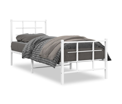 Estructura cama sin colchón con estribo metal blanco 75x190 cm