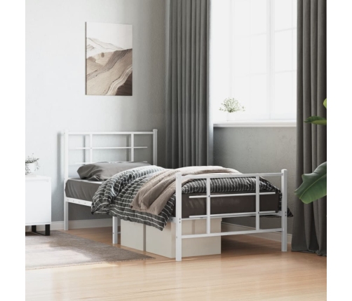 Estructura cama sin colchón con estribo metal blanco 90x190 cm