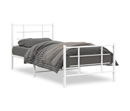 Estructura cama sin colchón con estribo metal blanco 90x190 cm