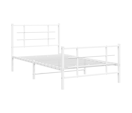 Estructura cama sin colchón con estribo metal blanco 100x190 cm