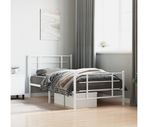 Estructura cama sin colchón con estribo metal blanco 100x190 cm
