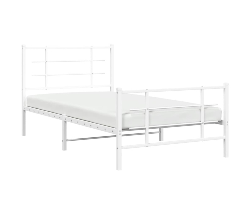 Estructura cama sin colchón con estribo metal blanco 100x190 cm