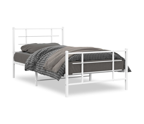 Estructura cama sin colchón con estribo metal blanco 100x190 cm