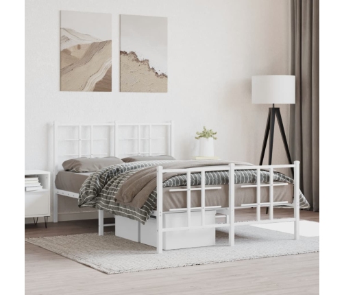 Estructura cama sin colchón con estribo metal blanco 120x190 cm