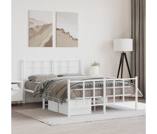 Estructura cama sin colchón con estribo metal blanco 135x190 cm