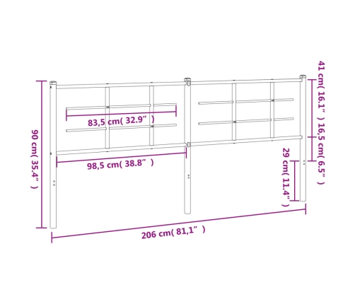 Cabecero de metal blanco 200 cm