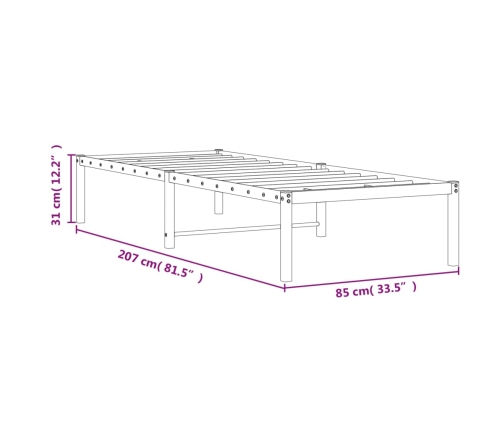 Estructura de cama de metal negro 80x200 cm