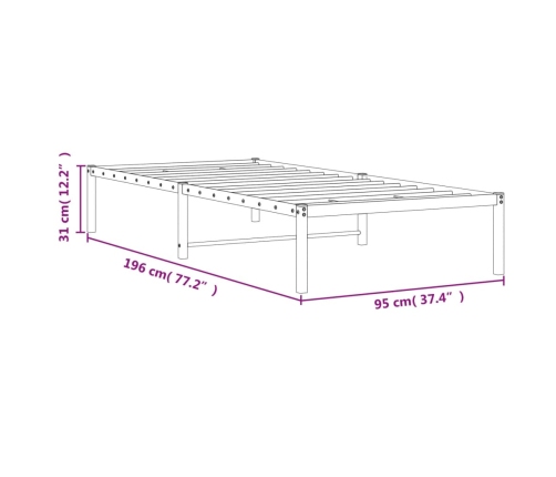 Estructura de cama sin colchón metal negro 90x190 cm