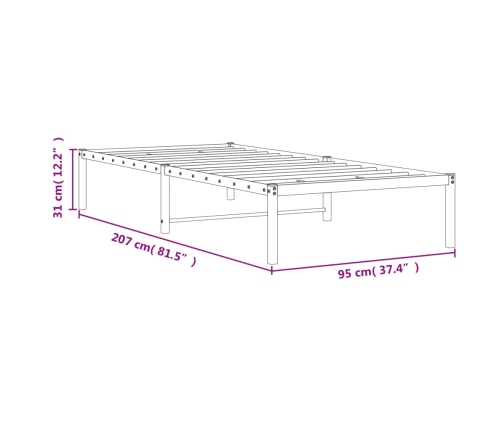 Estructura de cama sin colchón metal negro 90x200 cm