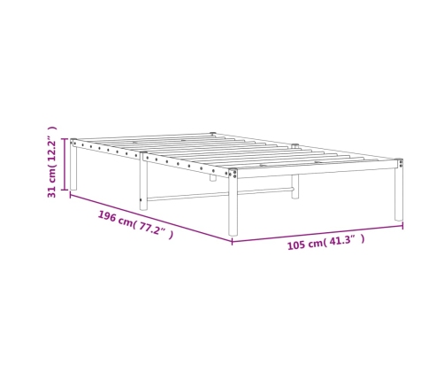 Estructura de cama sin colchón metal negro 100x190 cm