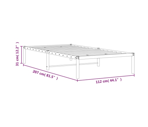 Estructura de cama sin colchón metal negro 107x203 cm