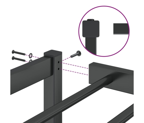 vidaXL Estructura de cama de metal negro 140x190 cm