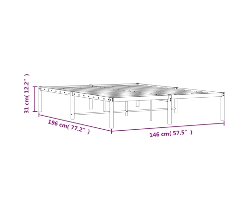 vidaXL Estructura de cama de metal negro 140x190 cm