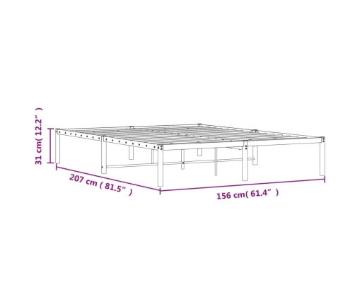 Estructura de cama sin colchón metal negro 150x200 cm