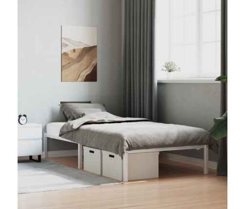 vidaXL Estructura de cama de metal blanca 107x203 cm