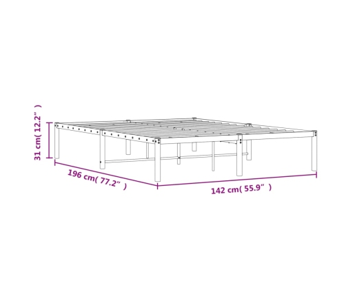 Estructura de cama de metal blanca 135x190 cm