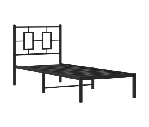 Estructura cama sin colchón con cabecero metal negro 75x190 cm