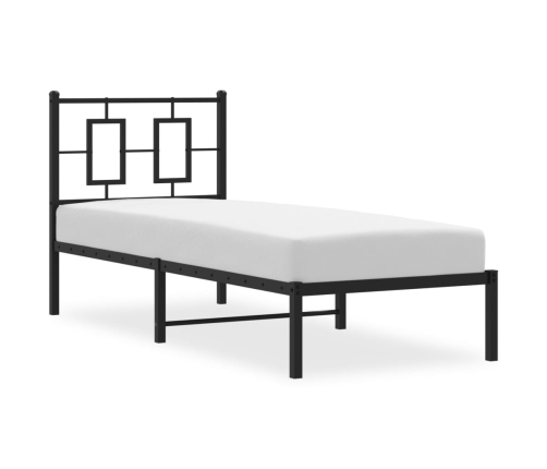 Estructura cama sin colchón con cabecero metal negro 75x190 cm