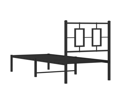 Estructura cama sin colchón con cabecero metal negro 75x190 cm