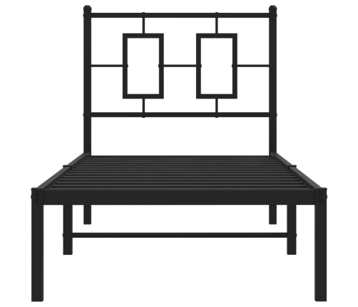 Estructura de cama con cabecero metal negro 80x200 cm