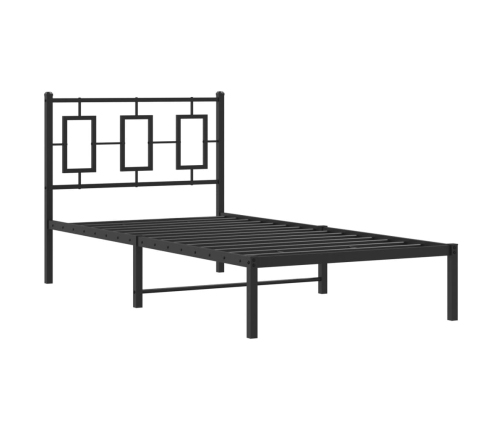 Estructura cama sin colchón con cabecero metal negro 90x190 cm