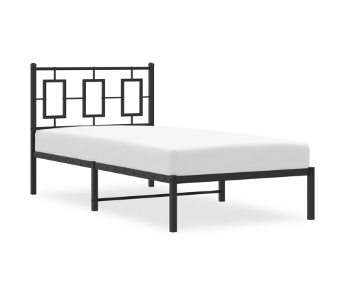 Estructura cama sin colchón con cabecero metal negro 90x190 cm