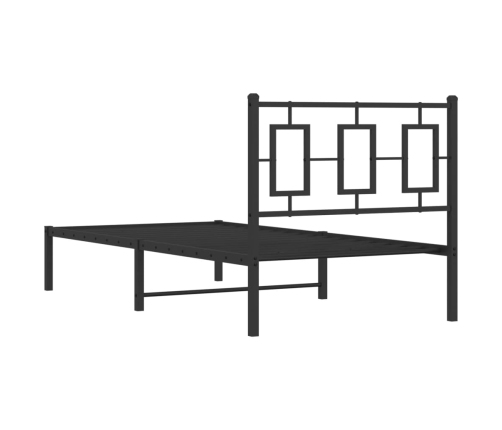 Estructura cama sin colchón con cabecero metal negro 90x190 cm