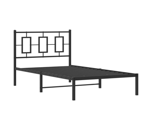 Estructura cama sin colchón con cabecero metal negro 100x190 cm