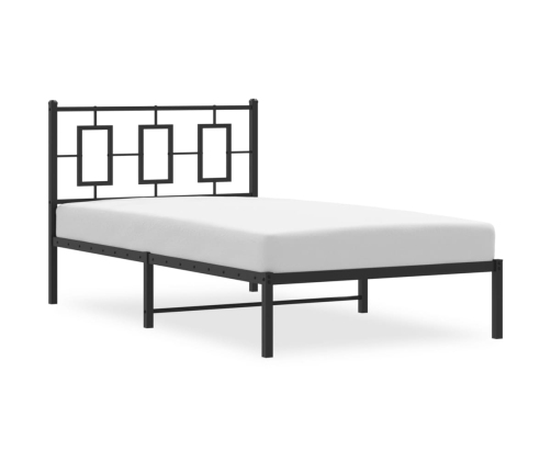 Estructura cama sin colchón con cabecero metal negro 100x190 cm