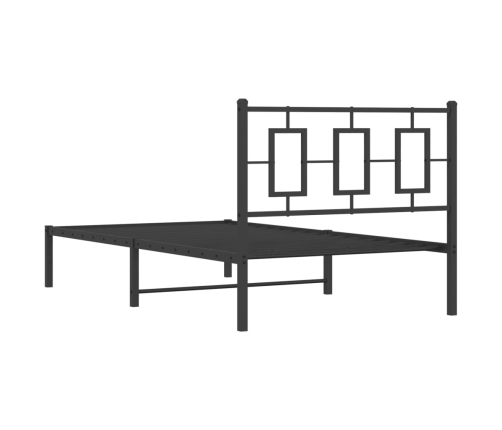 Estructura cama sin colchón con cabecero metal negro 100x190 cm