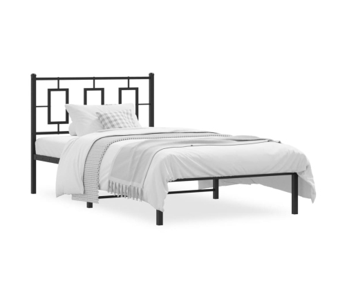 Estructura cama sin colchón con cabecero metal negro 100x190 cm