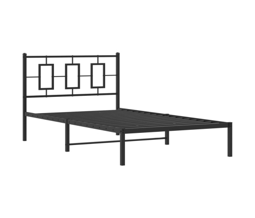 Estructura cama sin colchón con cabecero metal negro 107x203 cm