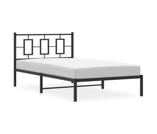 Estructura cama sin colchón con cabecero metal negro 107x203 cm