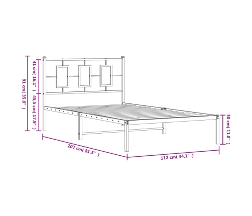 Estructura de cama con cabecero metal negro 107x203 cm