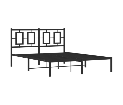 Estructura de cama con cabecero metal negro 135x190 cm