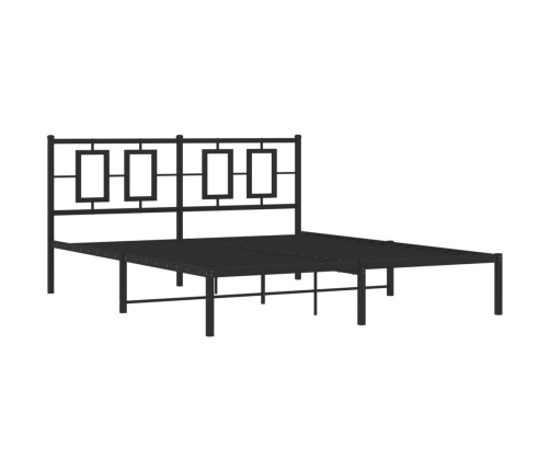 Estructura cama sin colchón con cabecero metal negro 150x200 cm