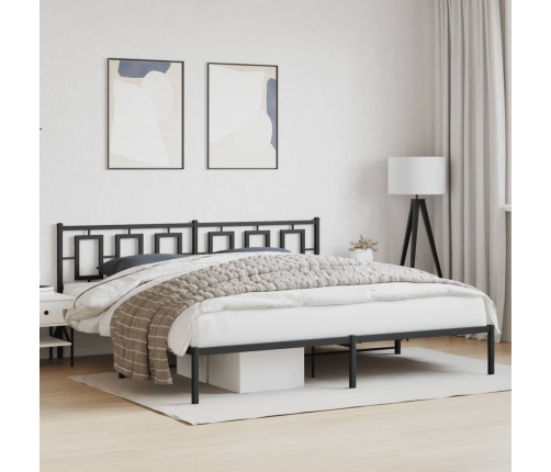 Estructura cama sin colchón con cabecero metal negro 193x203 cm