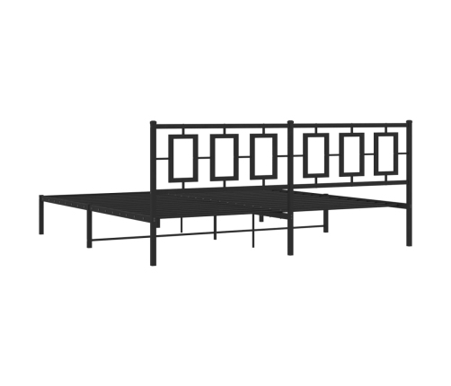 Estructura cama sin colchón con cabecero metal negro 193x203 cm