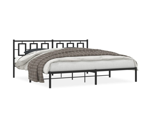 Estructura cama sin colchón con cabecero metal negro 193x203 cm