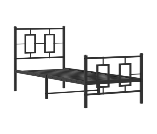 Estructura cama sin colchón con estribo metal negro 75x190 cm