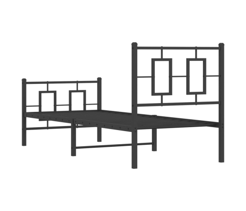 Estructura cama sin colchón con estribo metal negro 75x190 cm