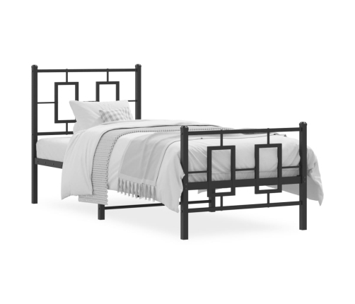 Estructura cama sin colchón con estribo metal negro 75x190 cm