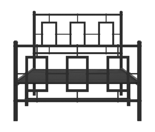 Estructura de cama con cabecero y estribo metal negro 90x200 cm