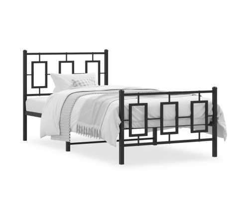 Estructura de cama con cabecero y estribo metal negro 90x200 cm