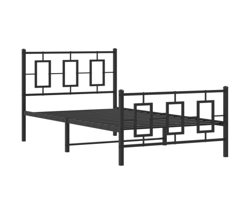 Estructura de cama con cabecero y estribo metal negro 100x190cm